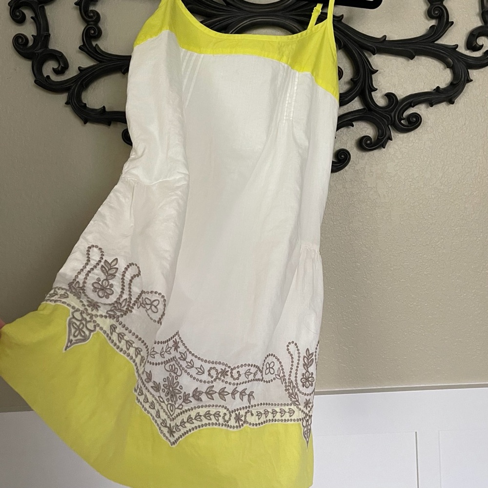 AERIE Dress Shift Summer Sundress Adjustable Straps Embroidered Size L